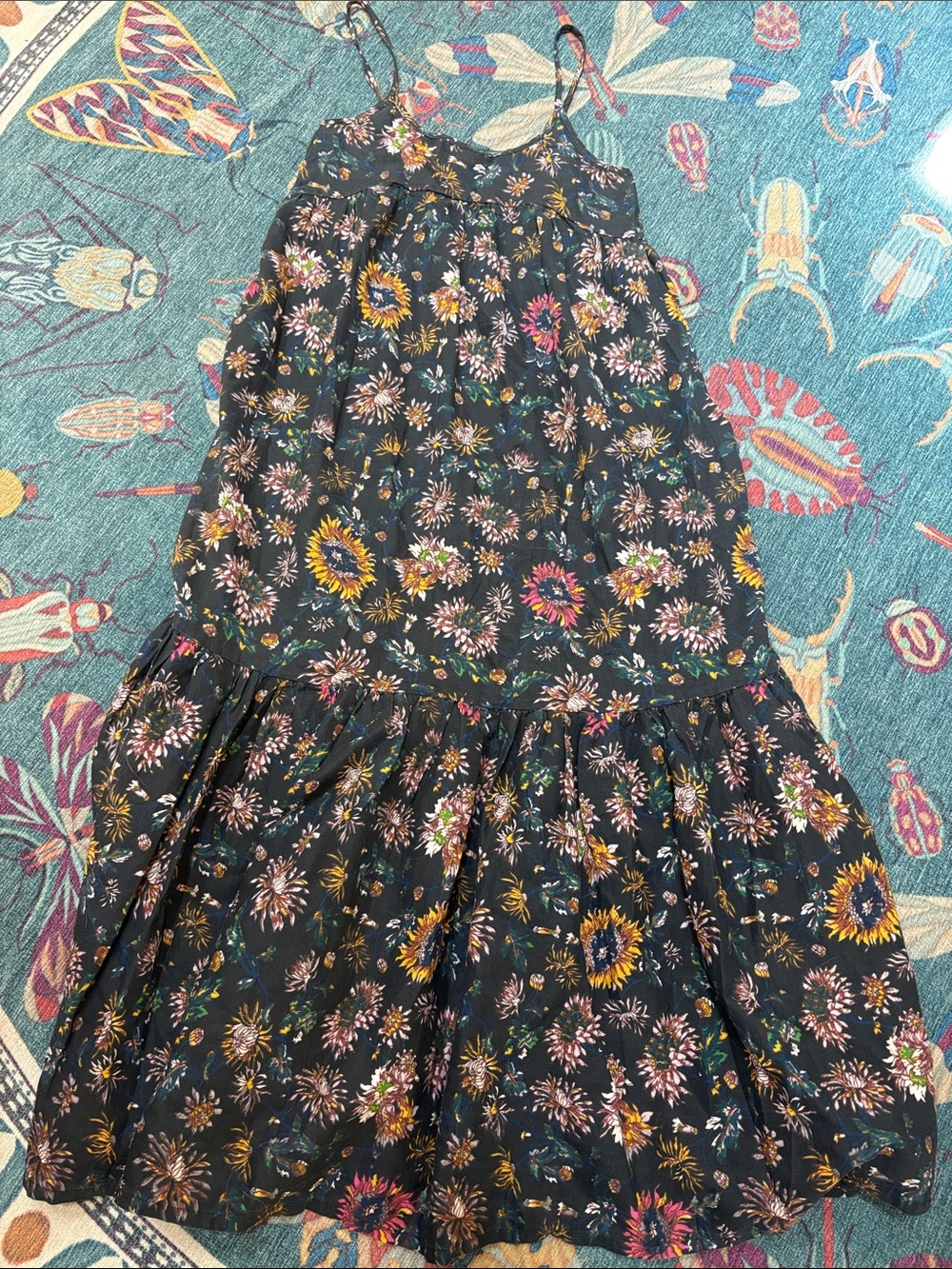 Gorgeous Natural Life Floral Black Tiered Maxi Dress - Black Floral M